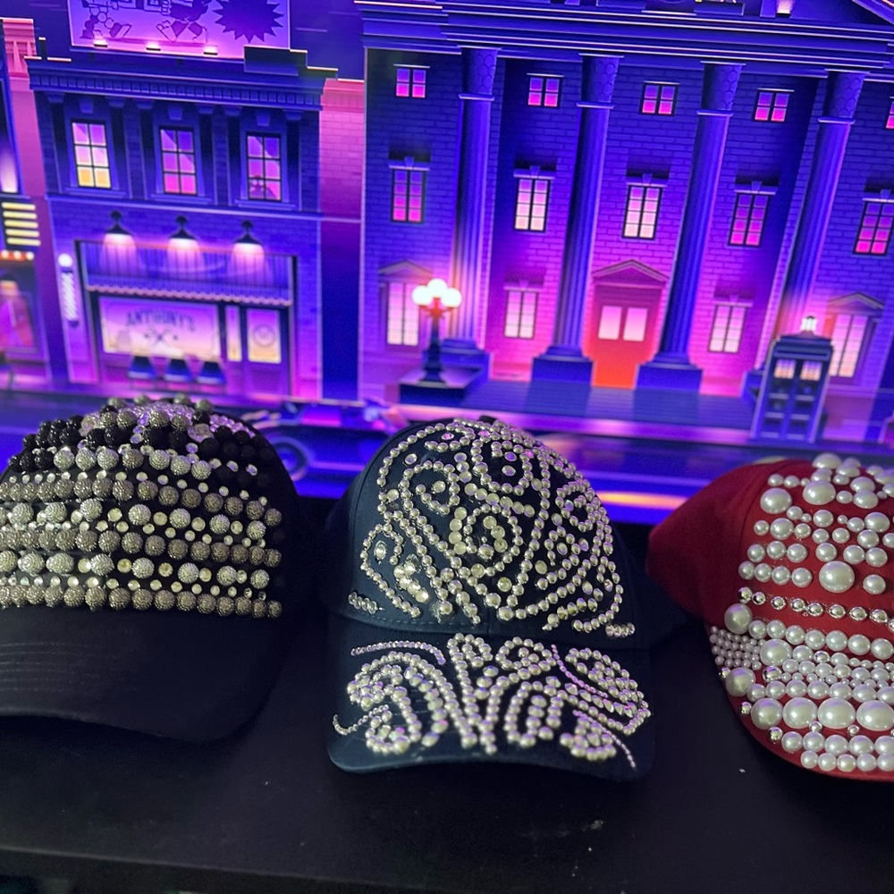 Embellished Caps with Pearl Accents